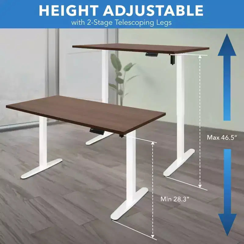 Piétement de bureau assis-debout électrique à moteur unique blanc