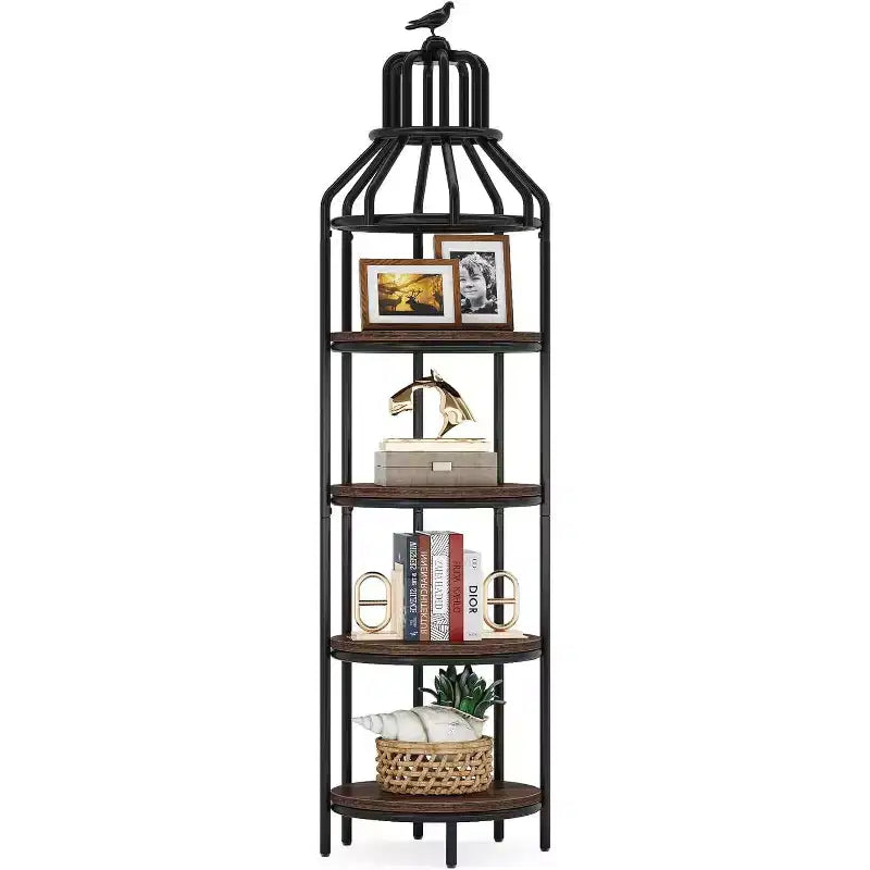 Tribesigns 4-Tier Birdcage-Shaped Bookshelf Freestanding Book Display Rack