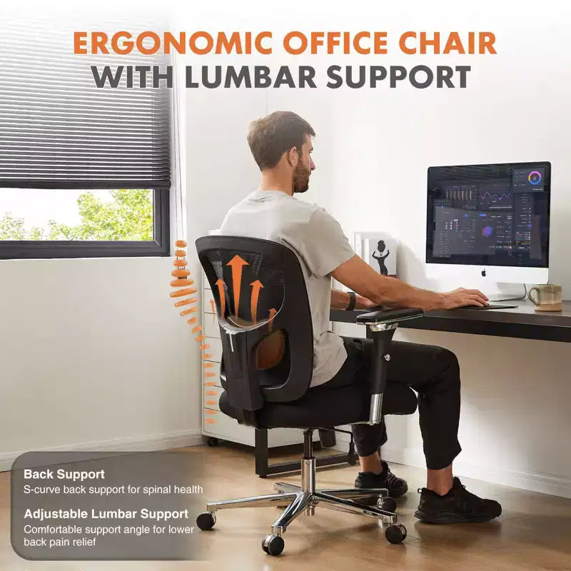 Chaise de bureau ergonomique en maille | Noir
