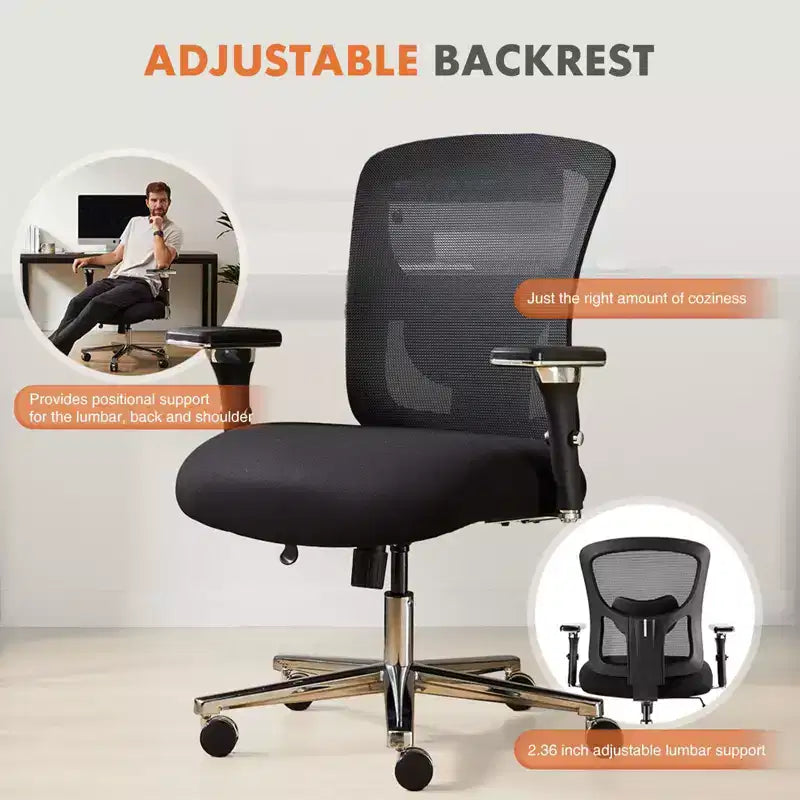 Chaise de bureau ergonomique en maille | Noir