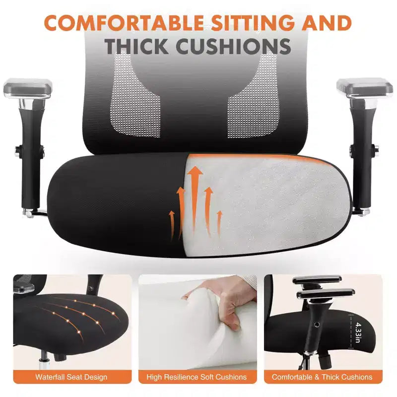 Chaise de bureau ergonomique en maille | Noir