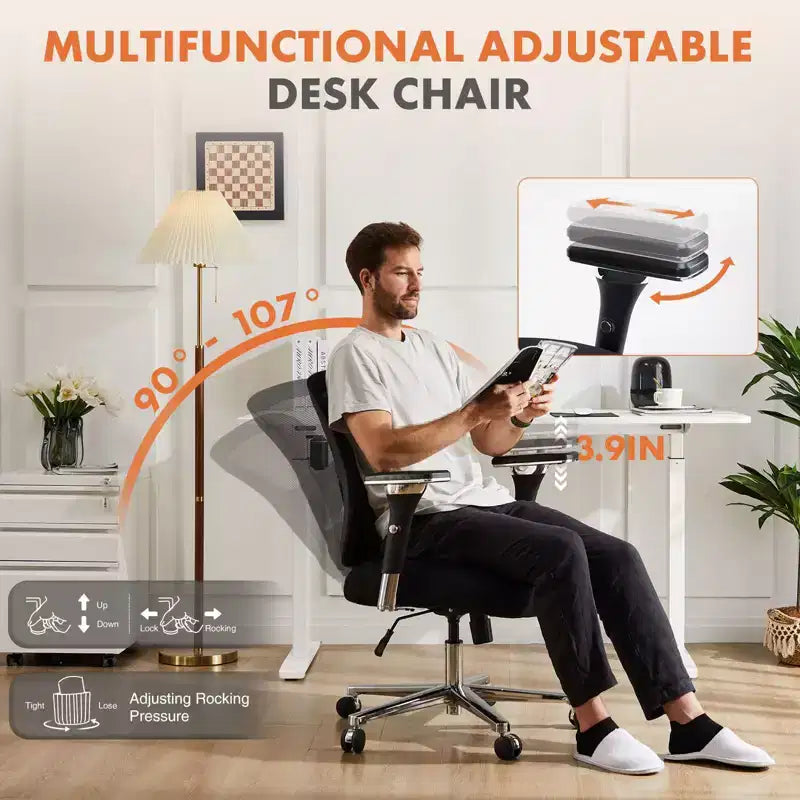 Chaise de bureau ergonomique en maille | Noir