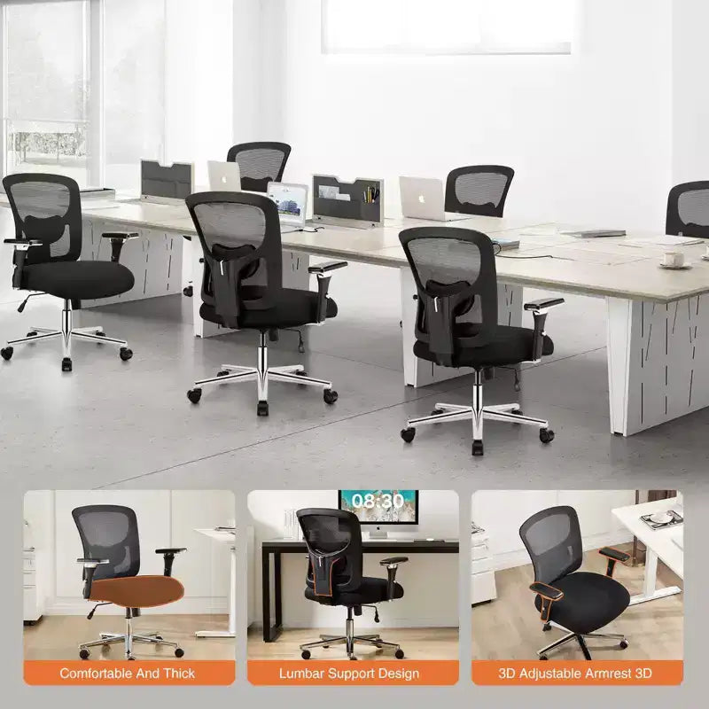 Chaise de bureau ergonomique en maille | Noir