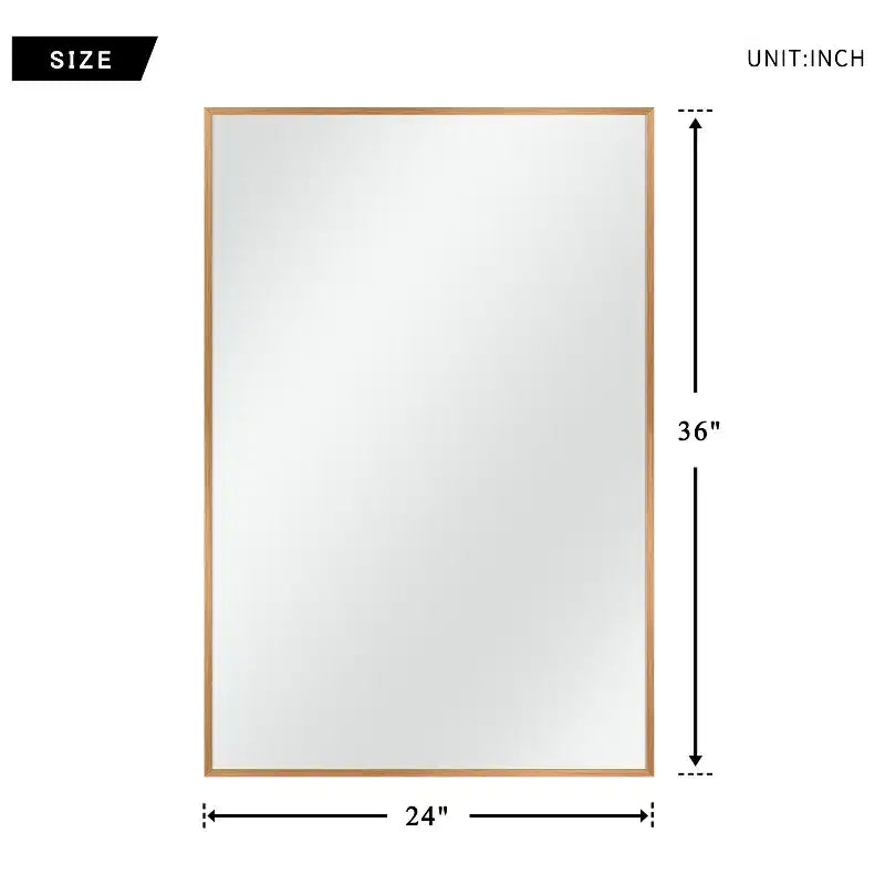 Miroir mural décoratif suspendu, rectangulaire moderne, en aluminium noir à bord fin