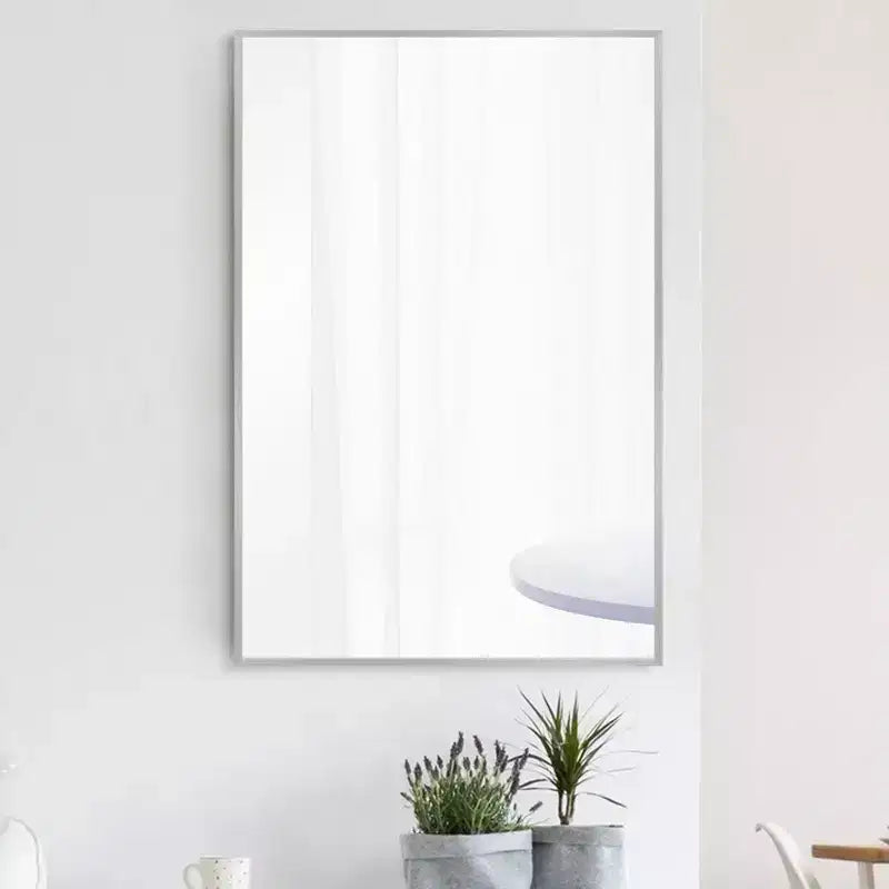 Miroir mural décoratif suspendu, rectangulaire moderne, en aluminium noir à bord fin