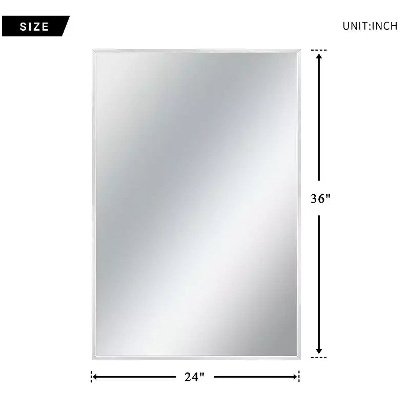 Miroir mural décoratif suspendu, rectangulaire moderne, en aluminium noir à bord fin