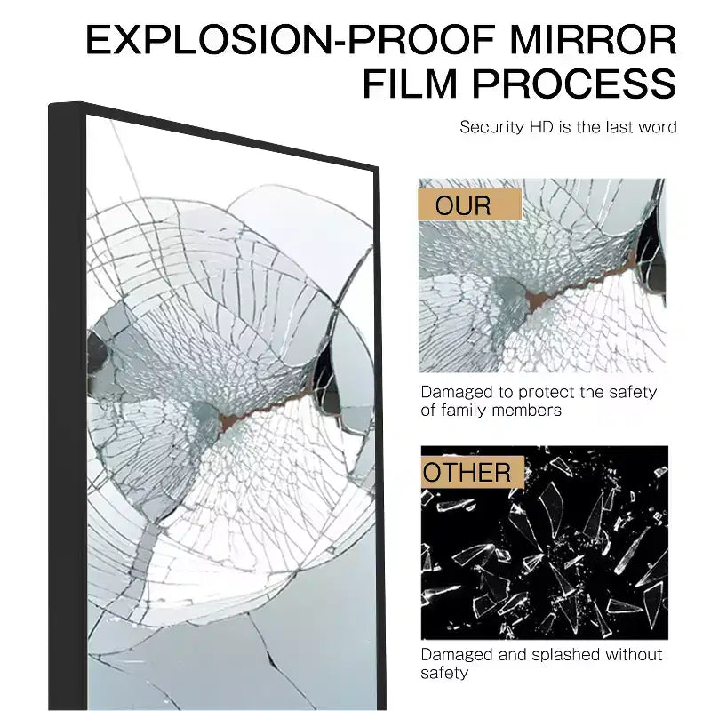 Miroir mural décoratif suspendu, rectangulaire moderne, en aluminium noir à bord fin