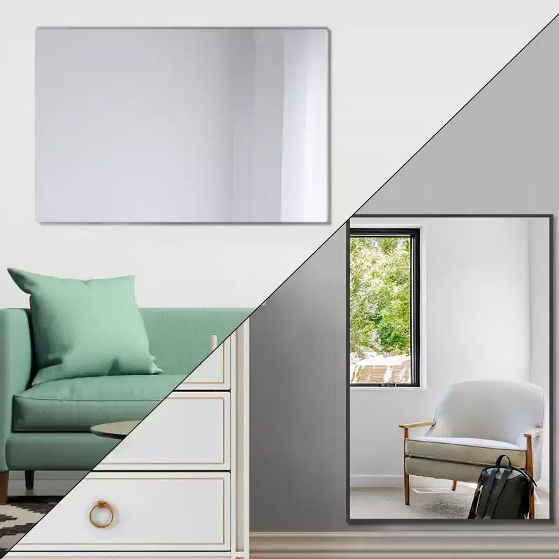 Miroir mural décoratif suspendu, rectangulaire moderne, en aluminium noir à bord fin