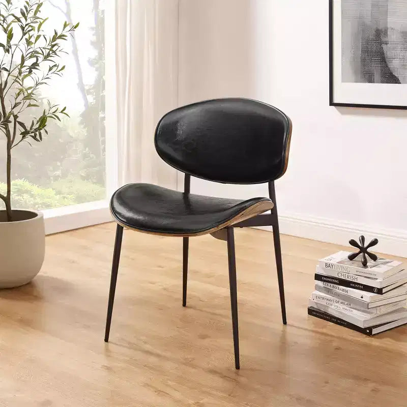 Chaise de salle à manger en peuplier rembourrée Chaise d'appoint moderne en similicuir pour chambre à coucher, cuisine, coin repas