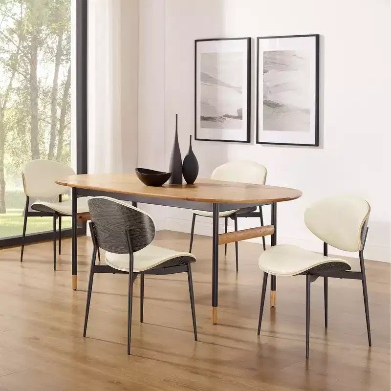 Chaise de salle à manger en peuplier rembourrée Chaise d'appoint moderne en similicuir pour chambre à coucher, cuisine, coin repas