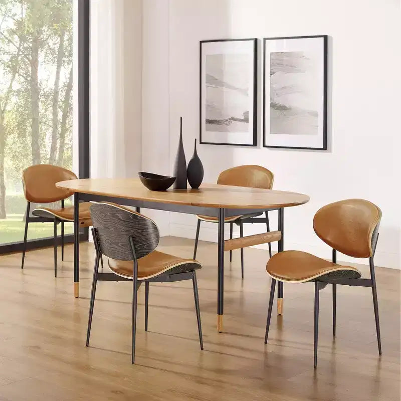 Chaise de salle à manger en peuplier rembourrée Chaise d'appoint moderne en similicuir pour chambre à coucher, cuisine, coin repas