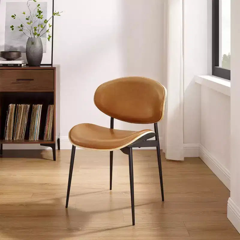 Chaise de salle à manger en peuplier rembourrée Chaise d'appoint moderne en similicuir pour chambre à coucher, cuisine, coin repas