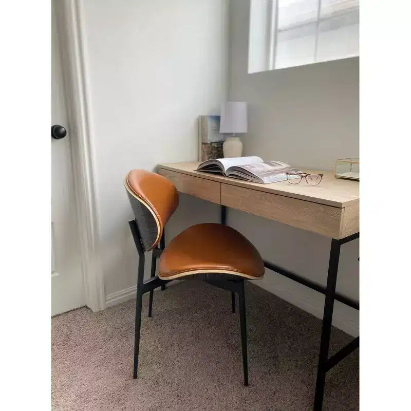 Chaise de salle à manger en peuplier rembourrée Chaise d'appoint moderne en similicuir pour chambre à coucher, cuisine, coin repas