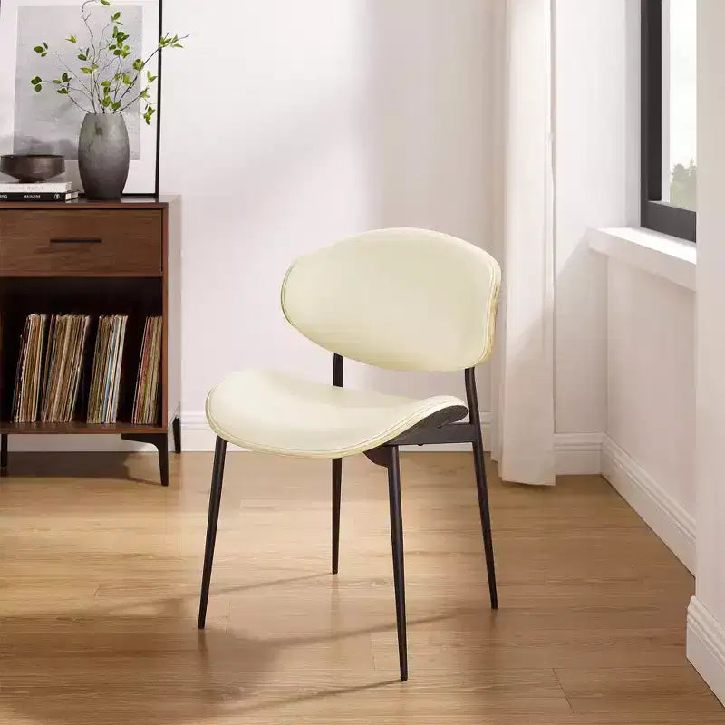 Chaise de salle à manger en peuplier rembourrée Chaise d'appoint moderne en similicuir pour chambre à coucher, cuisine, coin repas