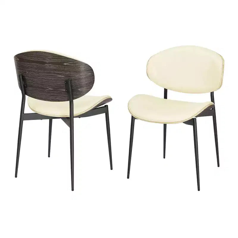 HOMLUX Set of 2 Upholstered Poplar Dining Chair Modern Faux Leather Accent Chair For BedroomKitchen Dining RoomBreakfast nook