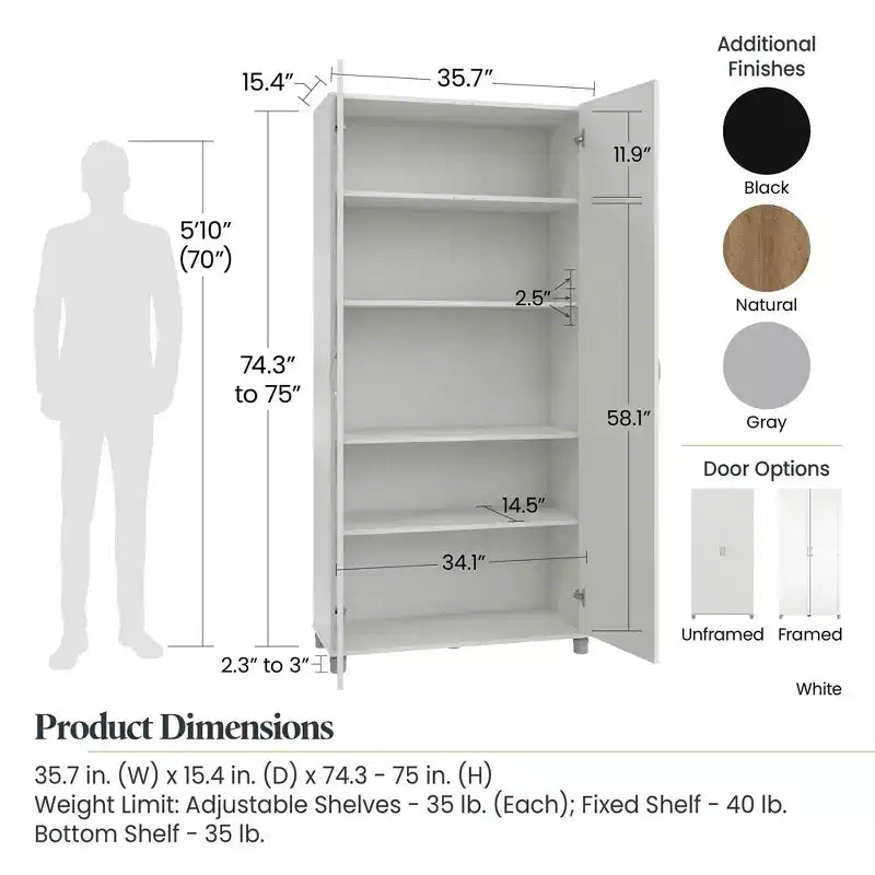 Armoire de rangement utilitaire à 2 portes