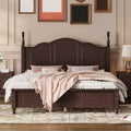 Wood Platform Bed Frame Queen Size Retro Style Platform Bed With Wooden Slat Support Easy Assembly