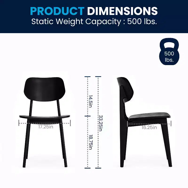 Chaises de salle à manger en bois massif de qualité commerciale avec dossiers ovales incurvés