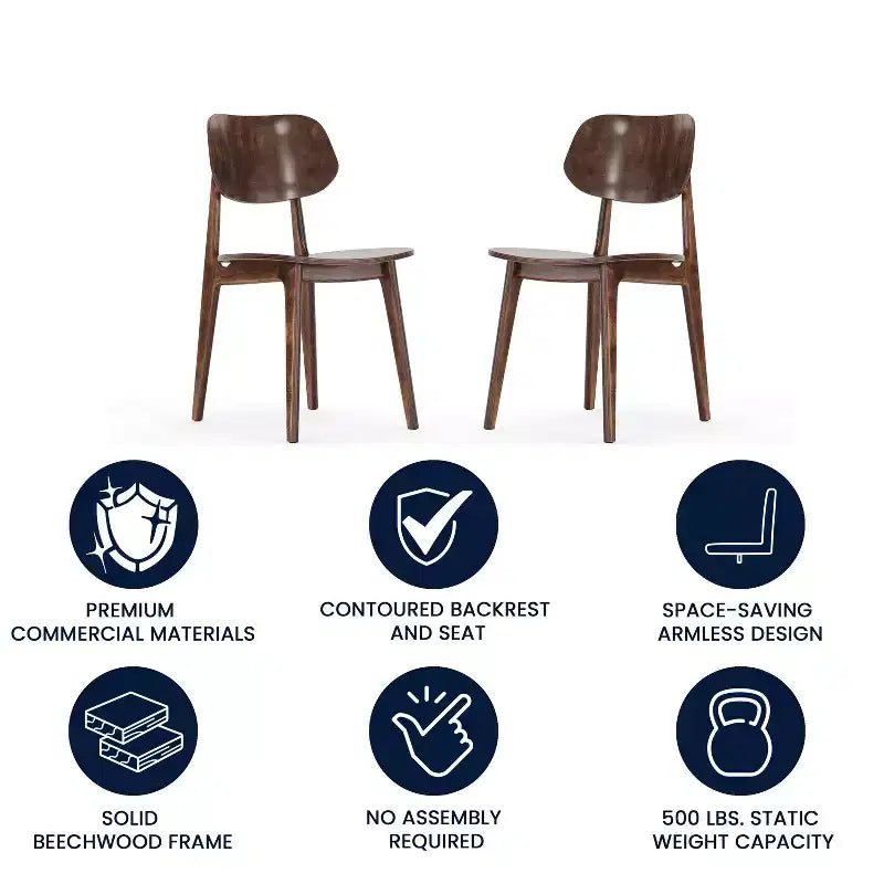 Chaises de salle à manger en bois massif de qualité commerciale avec dossiers ovales incurvés