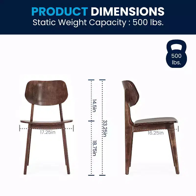 Chaises de salle à manger en bois massif de qualité commerciale avec dossiers ovales incurvés