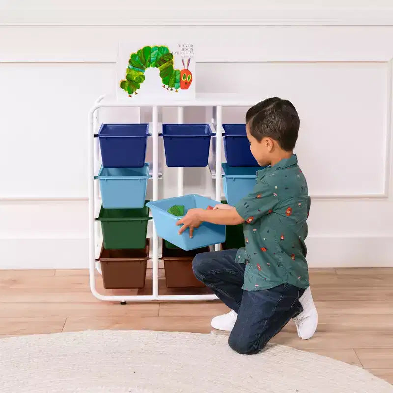 Étagère de rangement 4 niveaux ECR4Kids avec 12 bacs 4x3 polyvalente