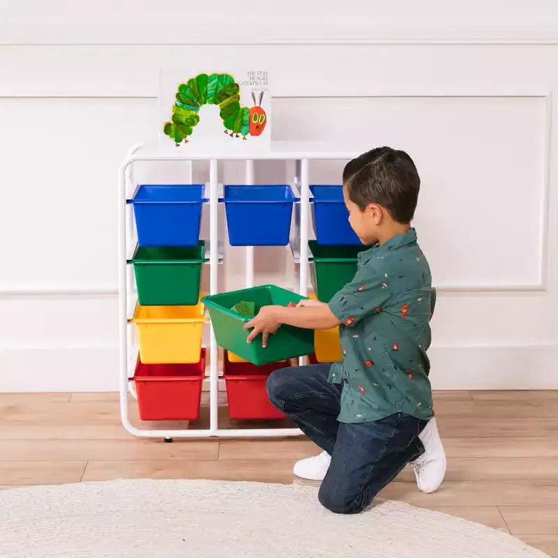 Étagère de rangement 4 niveaux ECR4Kids avec 12 bacs 4x3 polyvalente