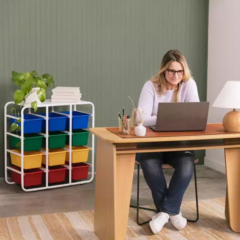 Étagère de rangement 4 niveaux ECR4Kids avec 12 bacs 4x3 polyvalente