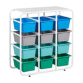 ECR4Kids 4-Tier Storage Rack with 12 Cubby Bins 4x3 Multipurpose Organization