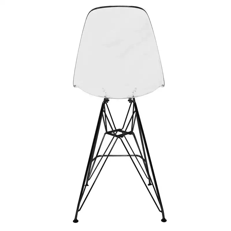 Tabouret de bar en acrylique de style moderne du milieu du siècle avec base en acier noir, parfait pour la cuisine, la salle à manger, le bar ou le salon.