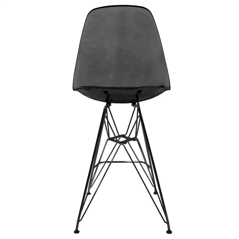 Tabouret de bar en acrylique de style moderne du milieu du siècle avec base en acier noir, parfait pour la cuisine, la salle à manger, le bar ou le salon.