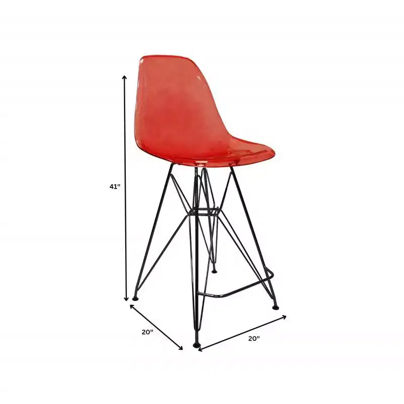 Tabouret de bar en acrylique de style moderne du milieu du siècle avec base en acier noir, parfait pour la cuisine, la salle à manger, le bar ou le salon.