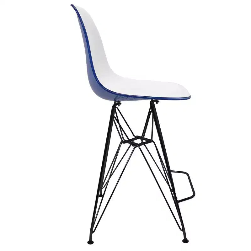 Tabouret de bar en acrylique de style moderne du milieu du siècle avec base en acier noir, parfait pour la cuisine, la salle à manger, le bar ou le salon.