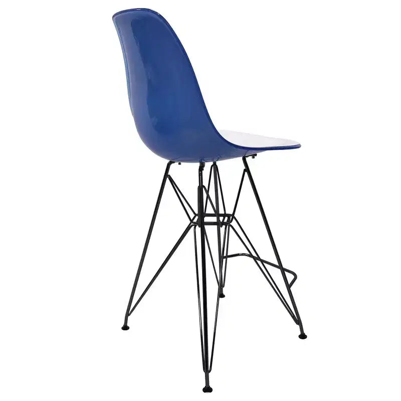 Tabouret de bar en acrylique de style moderne du milieu du siècle avec base en acier noir, parfait pour la cuisine, la salle à manger, le bar ou le salon.