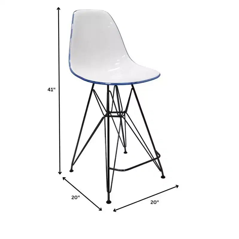 Tabouret de bar en acrylique de style moderne du milieu du siècle avec base en acier noir, parfait pour la cuisine, la salle à manger, le bar ou le salon.