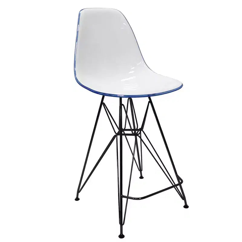Tabouret de bar en acrylique de style moderne du milieu du siècle avec base en acier noir, parfait pour la cuisine, la salle à manger, le bar ou le salon.