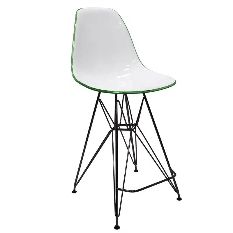 Tabouret de bar en acrylique de style moderne du milieu du siècle avec base en acier noir, parfait pour la cuisine, la salle à manger, le bar ou le salon.
