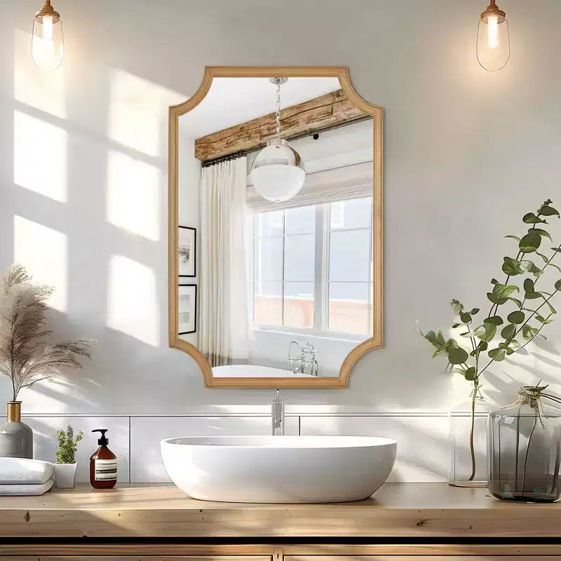 Miroir mural en bois naturel