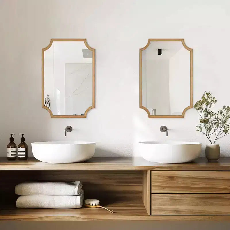 Miroir mural en bois naturel