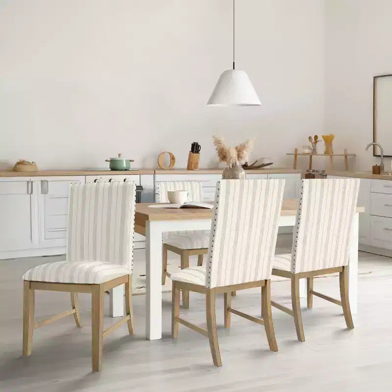 Chaises de salle à manger en bois rembourrées avec tablier, cadre en contreplaqué, capacité de 136 kg